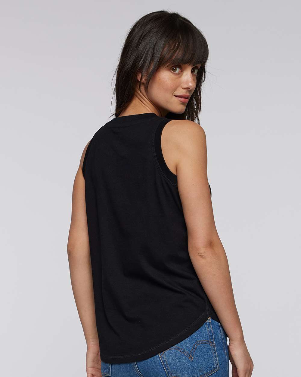 Women's Relaxed Fine Jersey Tank - OnModelBack - B07938503 - Black