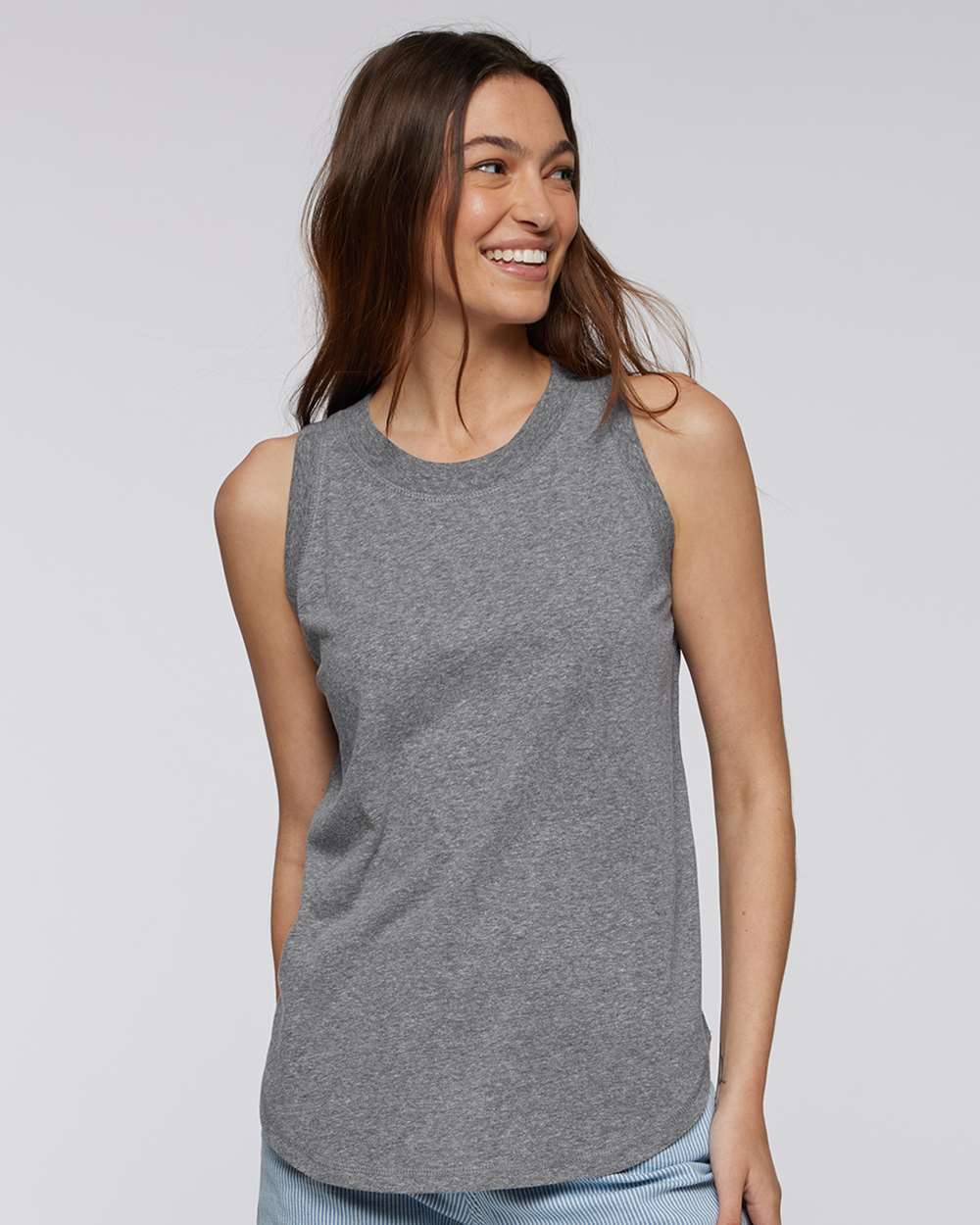 Women's Relaxed Fine Jersey Tank - OnModelFront - B07938133 - Granite Heather