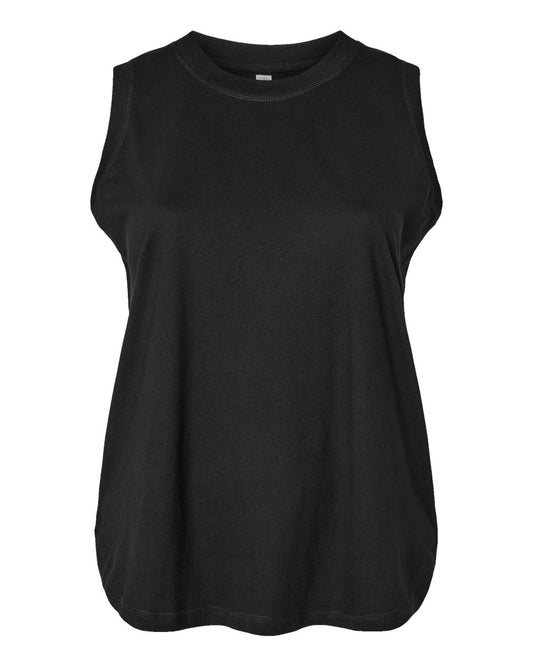 Women's Curvy Relaxed Fine Jersey Tank - Front - B08038502 - Black