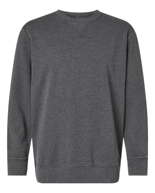 Unisex Vintage Wash Fleece Crewneck Sweatshirt - Front - B08238503 - Washed Black