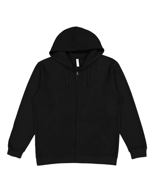 Unisex Full-Zip Fleece Hoodie Sweatshirt - Front - B08938503 - Black
