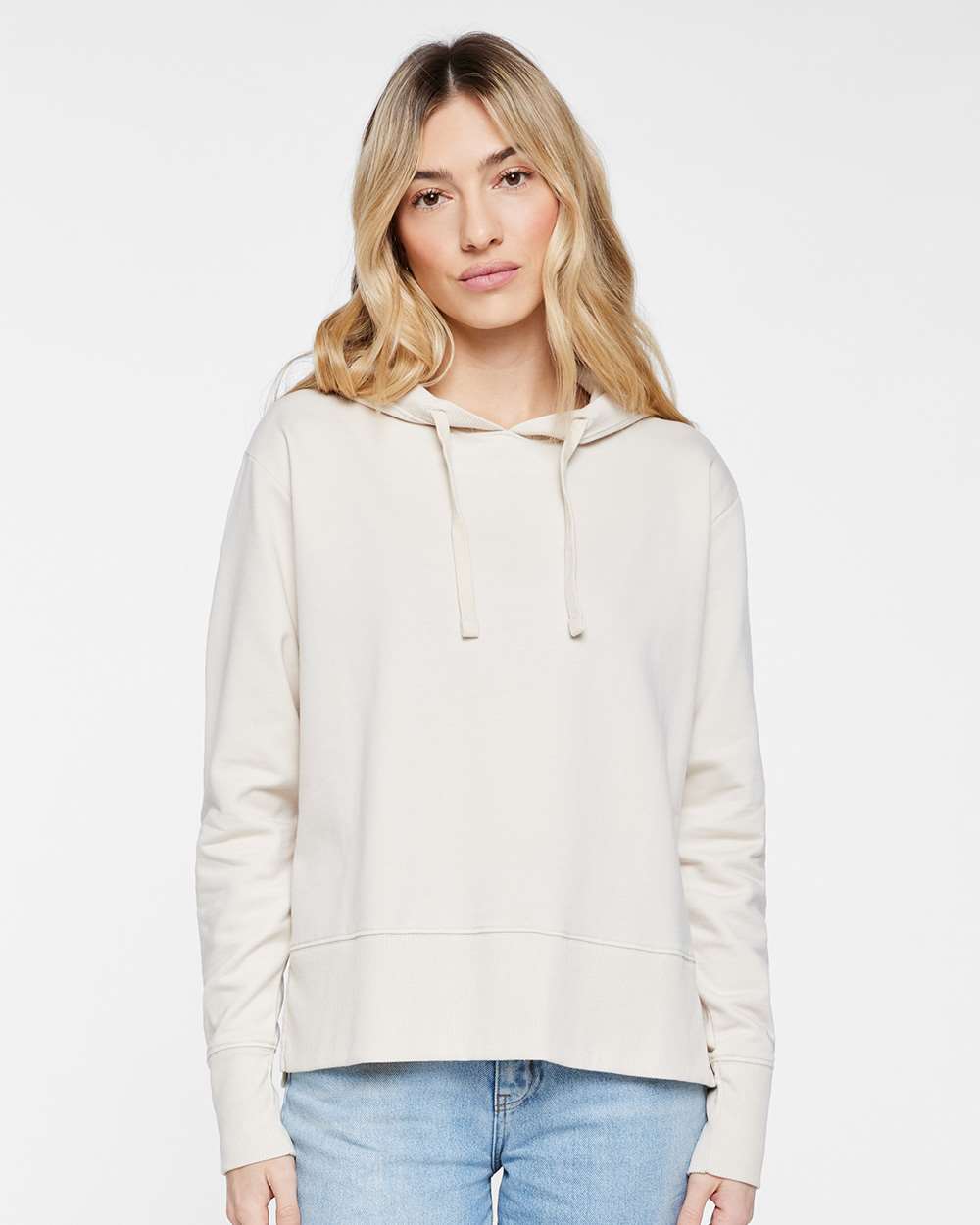 Women's Vintage Wash Hoodie Sweatshirt - OnModelFront - B09038243 - Washed Natural
