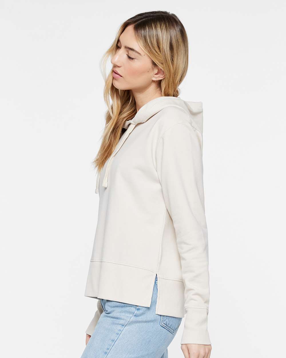 Women's Vintage Wash Hoodie Sweatshirt - OnModelSide - B09038243 - Washed Natural