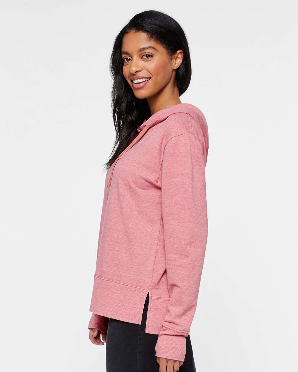 Women's Vintage Wash Hoodie Sweatshirt - OnModelSide - B09038273 - Weathered Mauvelous