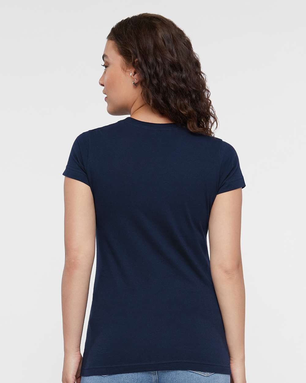 Women's Fitted Fine Jersey Tee - OnModelBack - B50338653 - Navy