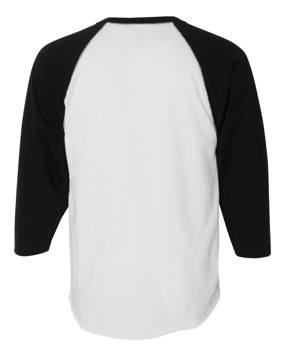 Men's Baseball Fine Jersey Three-Quarter Sleeve Tee - Back - B04838003 - White Solid/ Black