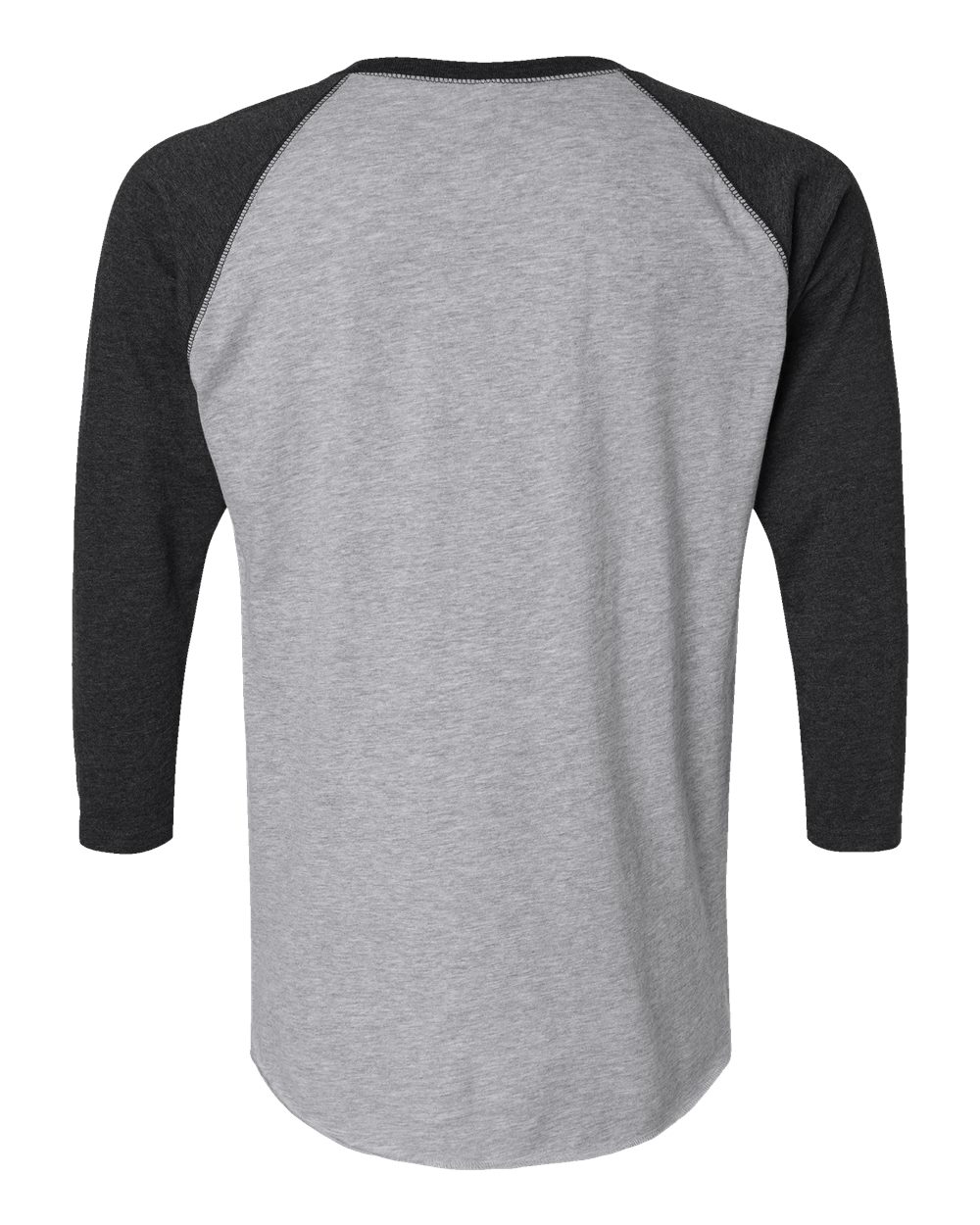 Men's Baseball Fine Jersey Three-Quarter Sleeve Tee - Back - B04838133 - Vintage Heather/ Vintage Smoke