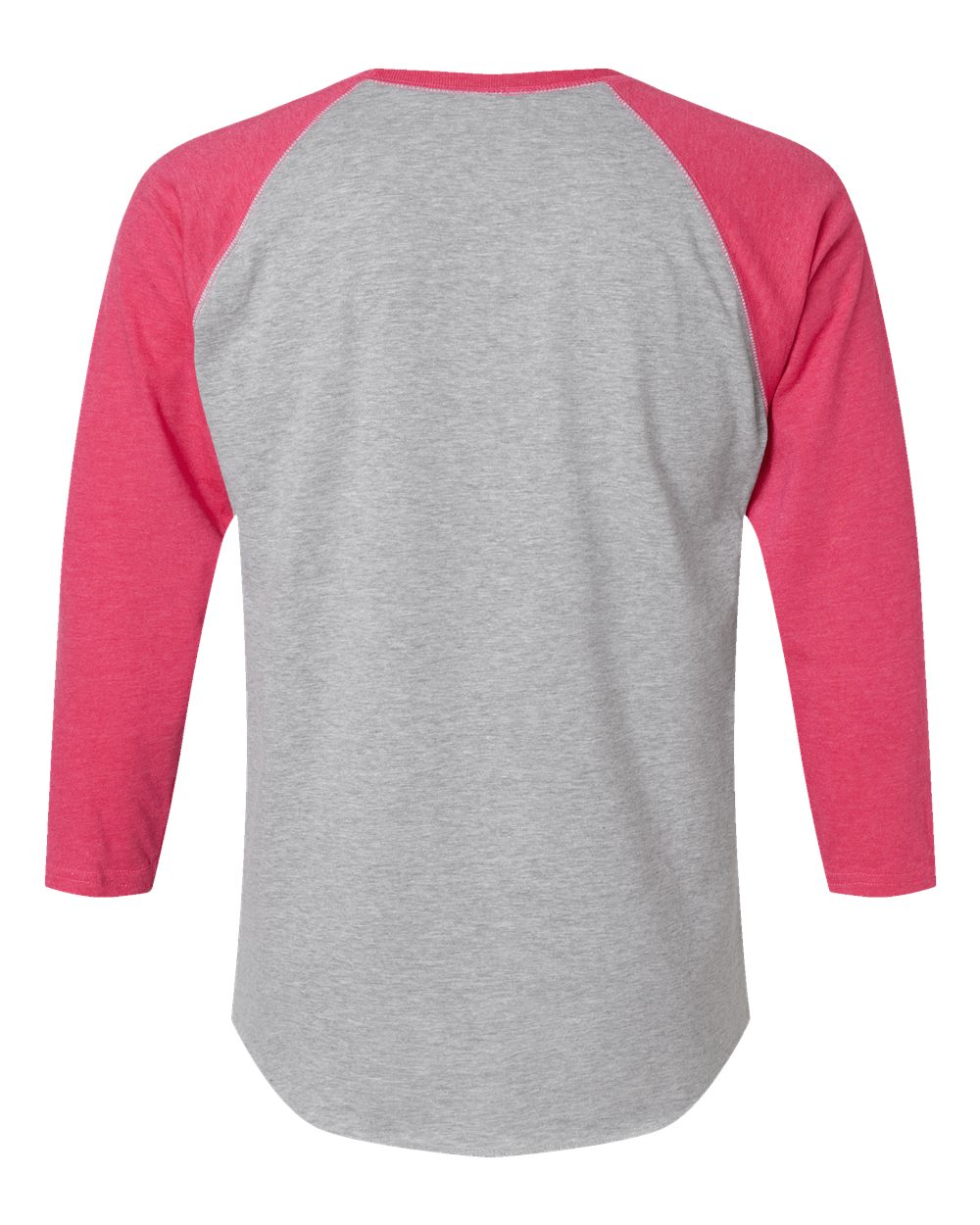 Men's Baseball Fine Jersey Three-Quarter Sleeve Tee - Back - B04838313 - Vintage Heather/ Vintage Hot Pink