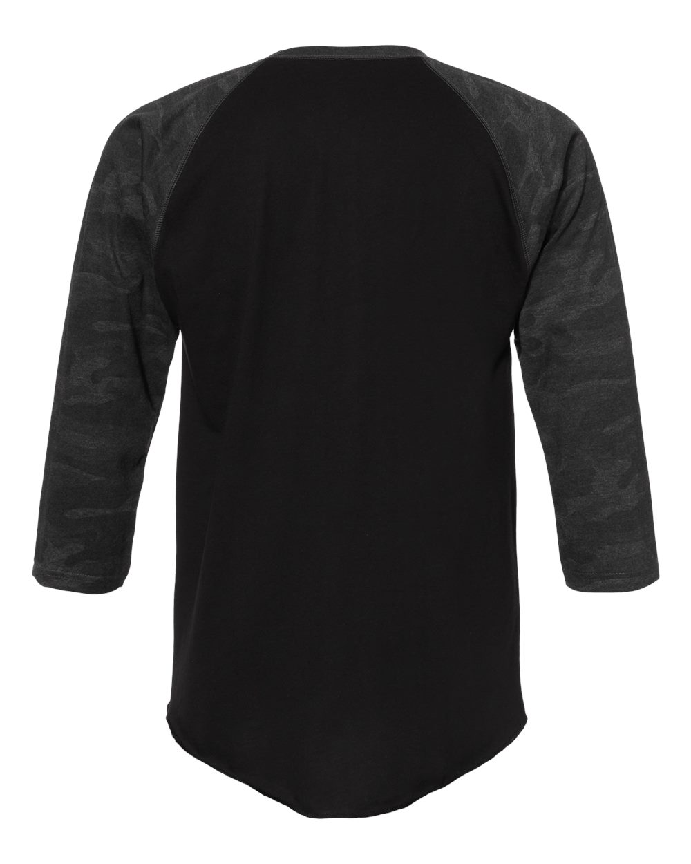 Men's Baseball Fine Jersey Three-Quarter Sleeve Tee - Back - B04838513 - Black/ Storm Camo