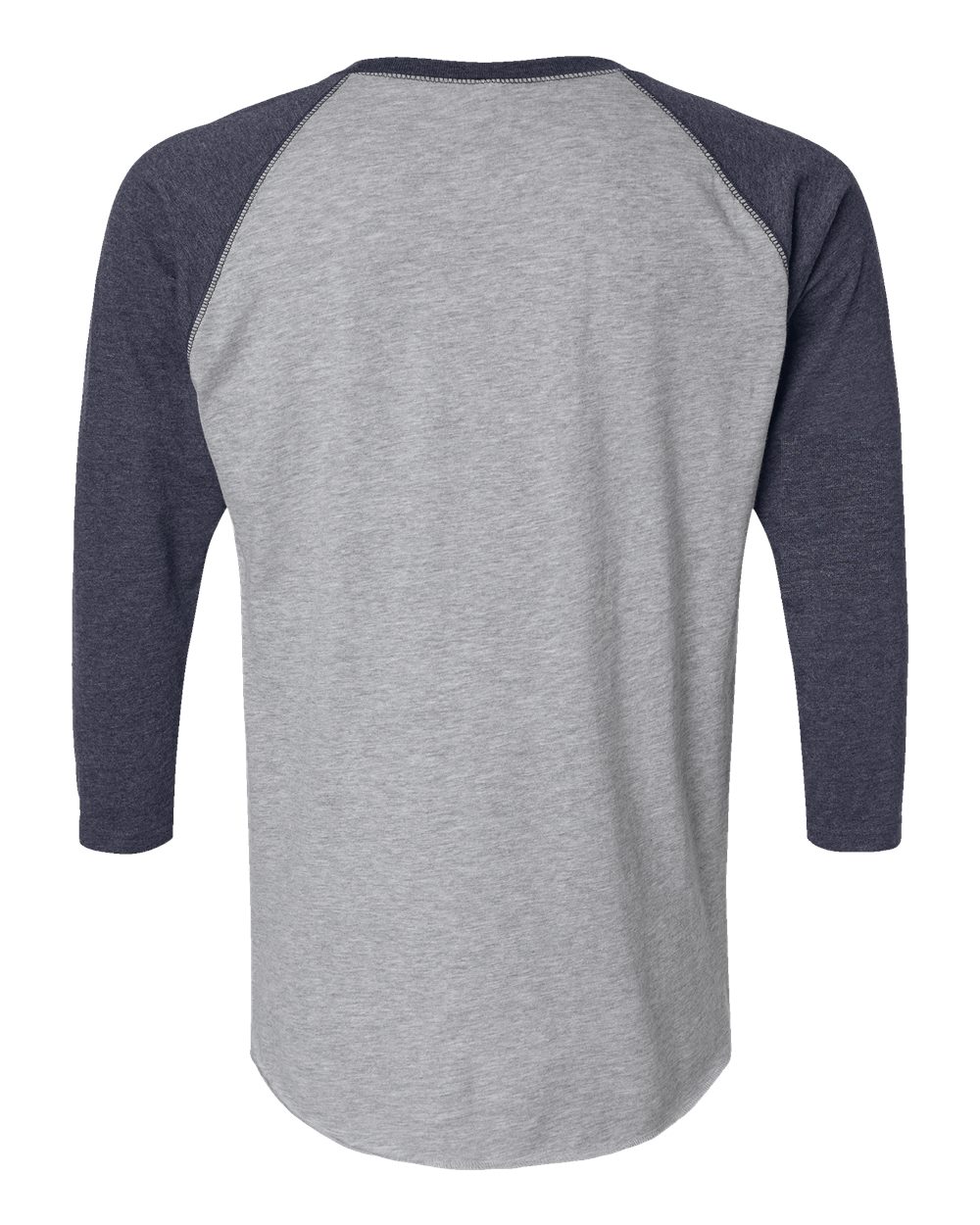 Men's Baseball Fine Jersey Three-Quarter Sleeve Tee - Back - B04838653 - Vintage Heather/ Vintage Navy