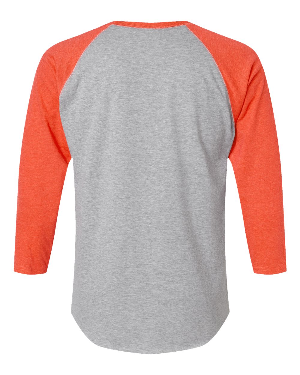 Men's Baseball Fine Jersey Three-Quarter Sleeve Tee - Back - B04838663 - Vintage Heather/ Vintage Orange