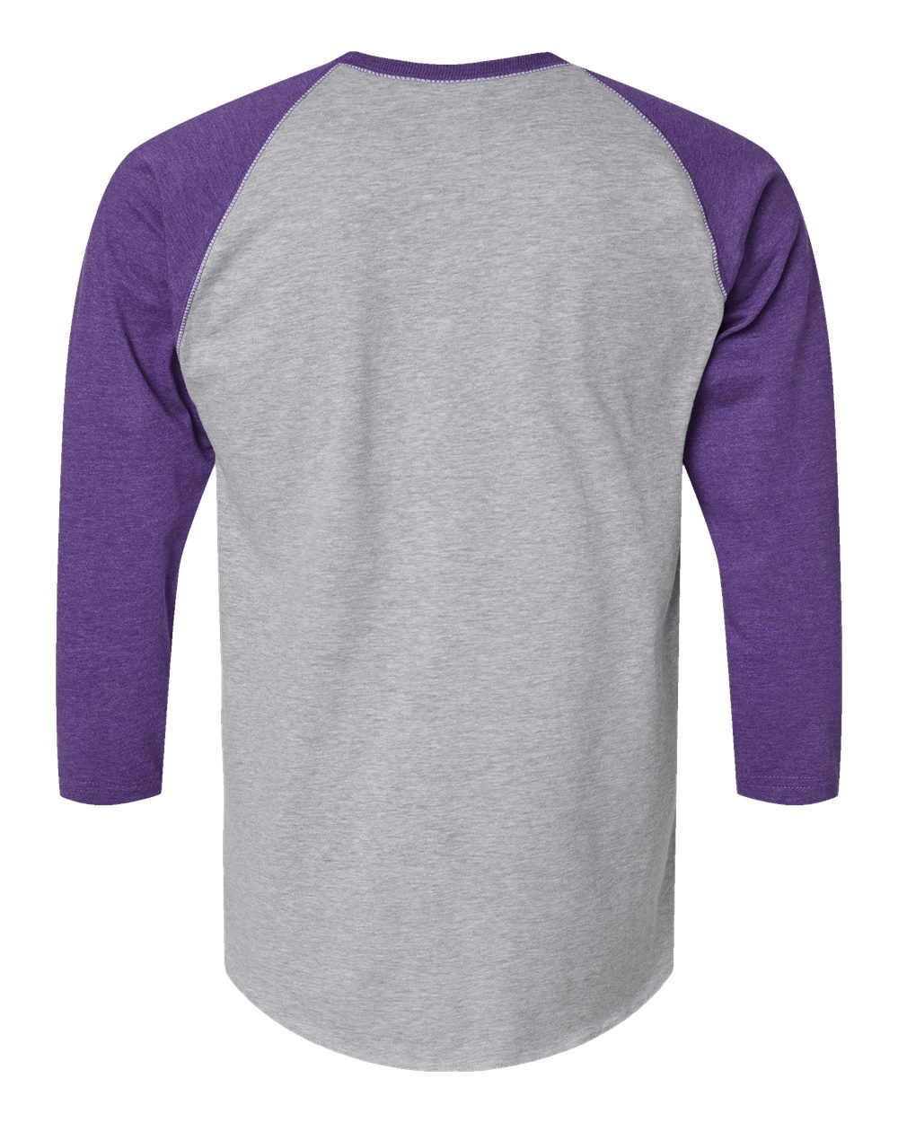 Men's Baseball Fine Jersey Three-Quarter Sleeve Tee - Back - B04838676 - Vintage Heather/ Vintage Purple
