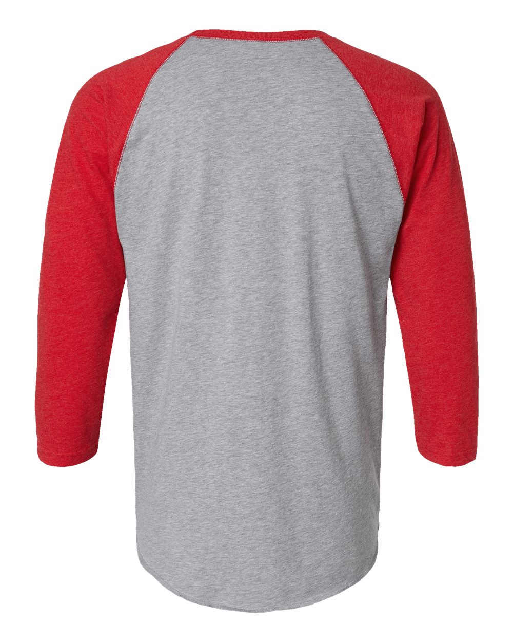 Men's Baseball Fine Jersey Three-Quarter Sleeve Tee - Back - B04838703 - Vintage Heather/ Vintage Red