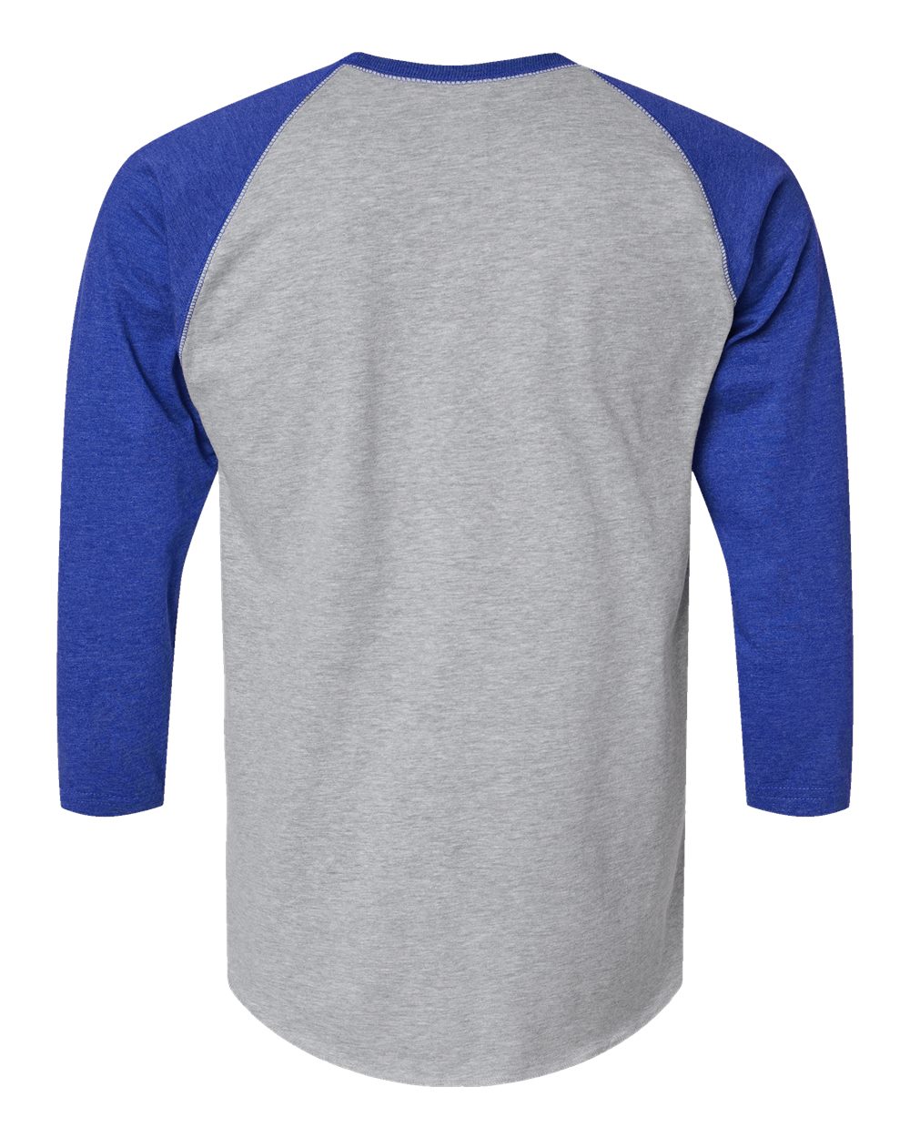 Men's Baseball Fine Jersey Three-Quarter Sleeve Tee - Back - B04838753 - Vintage Heather/ Vintage Royal