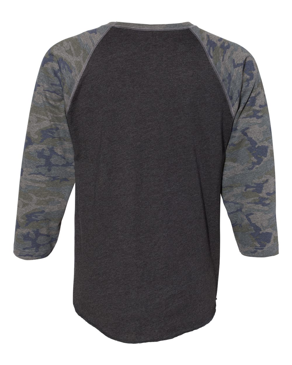 Men's Baseball Fine Jersey Three-Quarter Sleeve Tee - Back - B04838983 - Vintage Smoke/ Vintage Camo