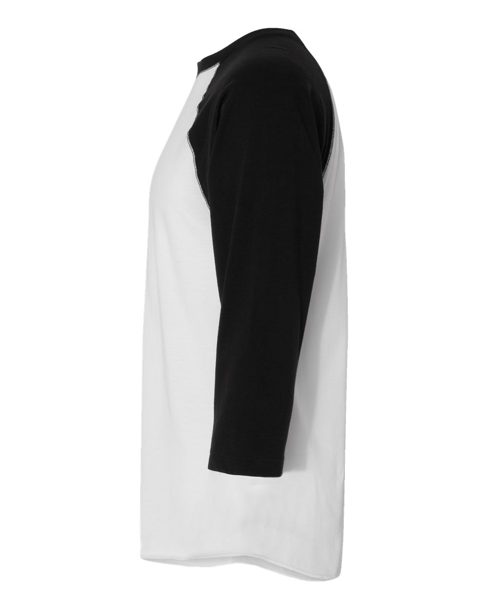 Men's Baseball Fine Jersey Three-Quarter Sleeve Tee - DirectSide - B04838003 - White Solid/ Black
