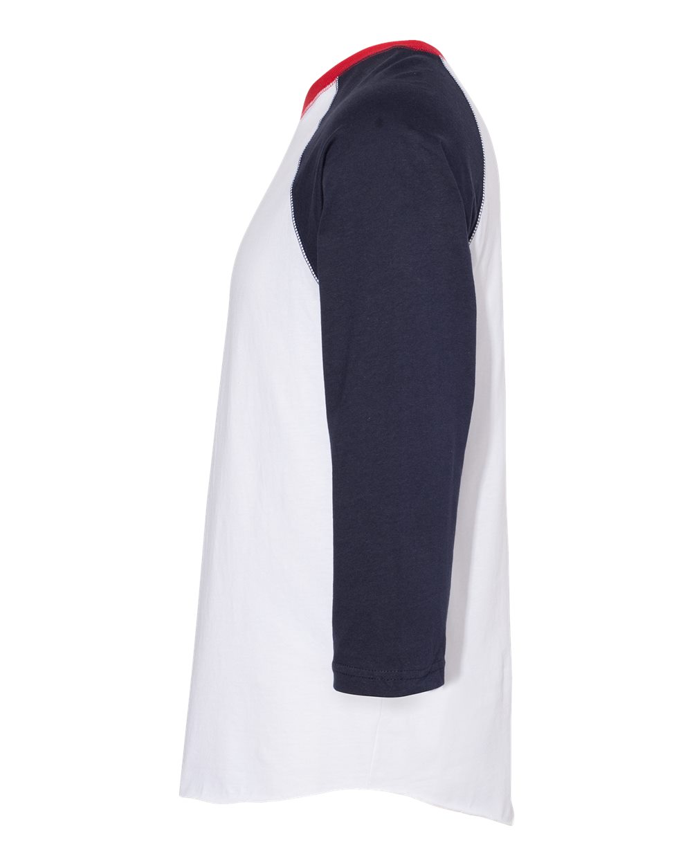 Men's Baseball Fine Jersey Three-Quarter Sleeve Tee - DirectSide - B04838033 - White/ Navy/ Red