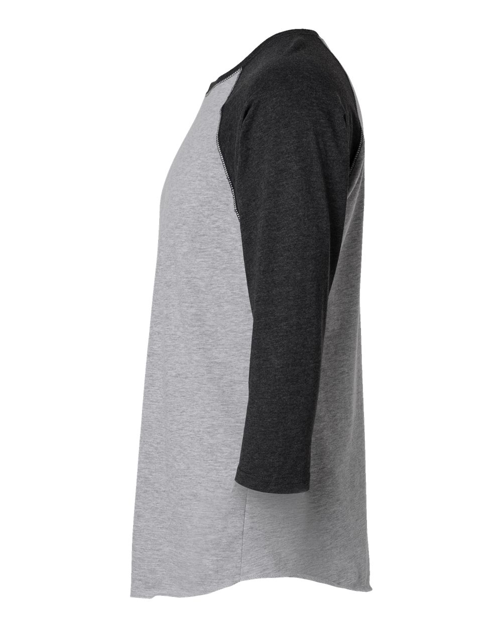 Men's Baseball Fine Jersey Three-Quarter Sleeve Tee - DirectSide - B04838133 - Vintage Heather/ Vintage Smoke
