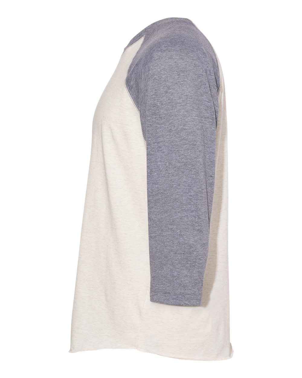 Men's Baseball Fine Jersey Three-Quarter Sleeve Tee - DirectSide - B04838243 - Natural Heather/ Granite Heather