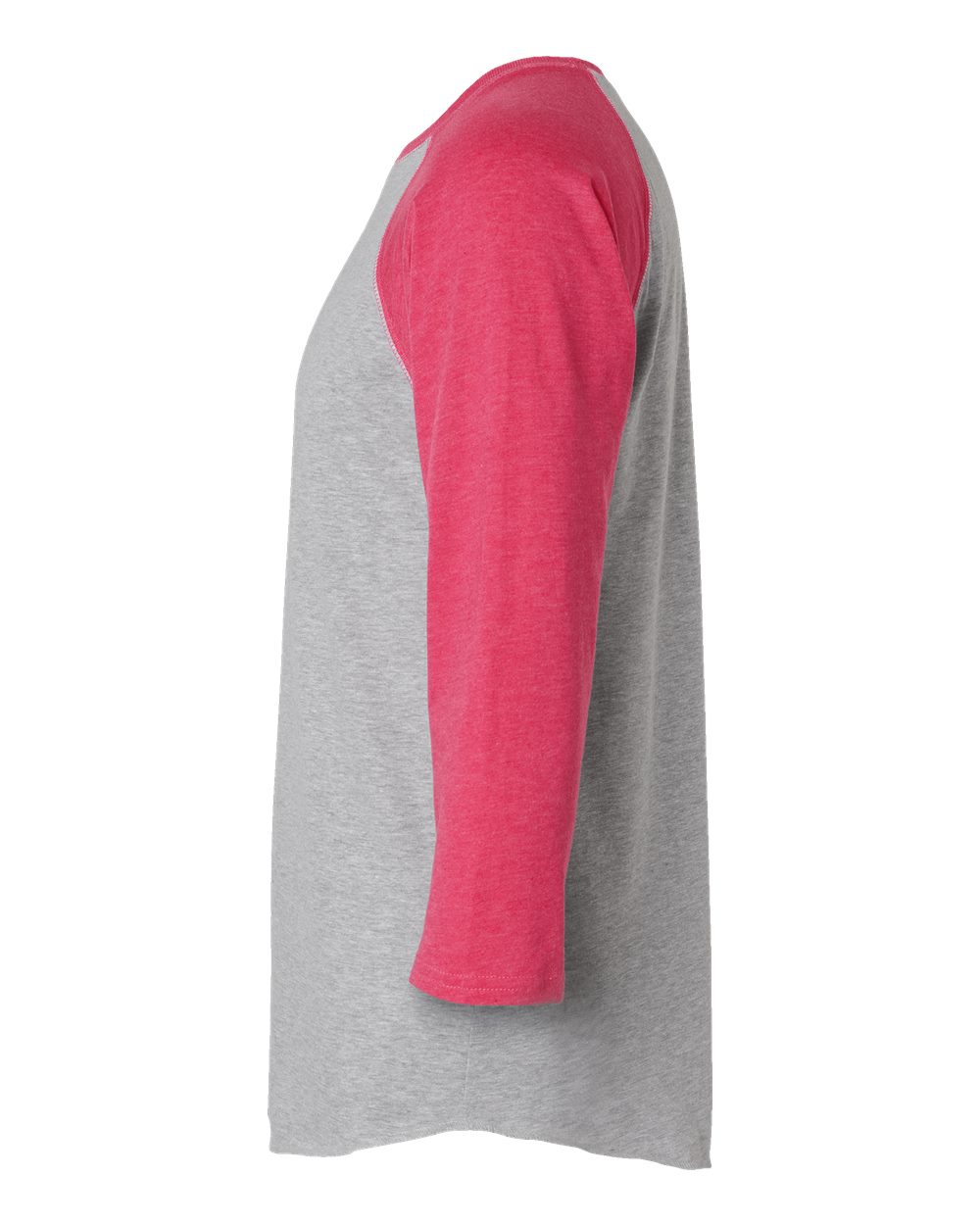 Men's Baseball Fine Jersey Three-Quarter Sleeve Tee - DirectSide - B04838313 - Vintage Heather/ Vintage Hot Pink