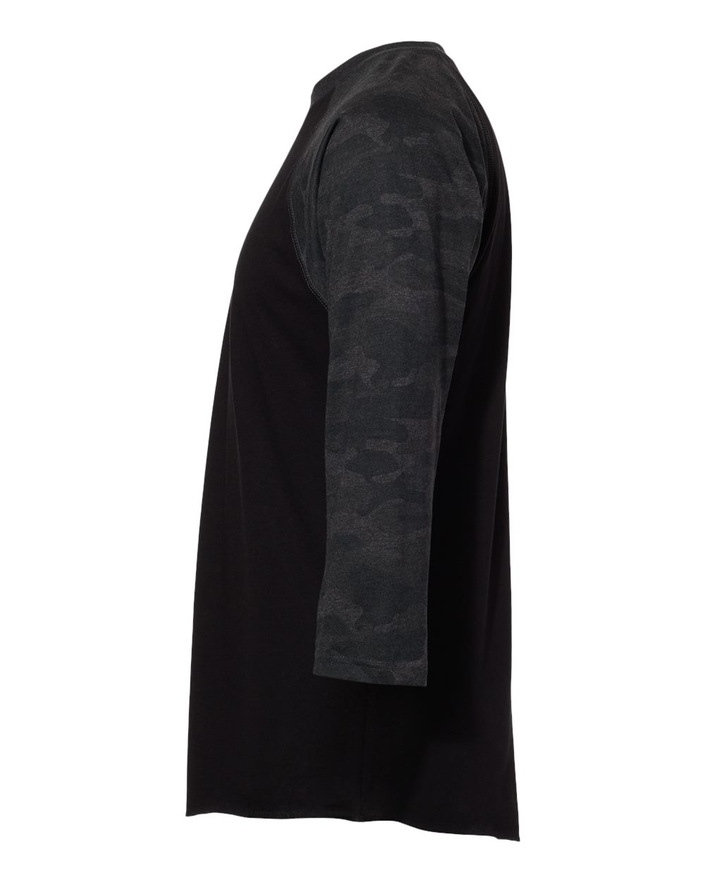 Men's Baseball Fine Jersey Three-Quarter Sleeve Tee - DirectSide - B04838513 - Black/ Storm Camo