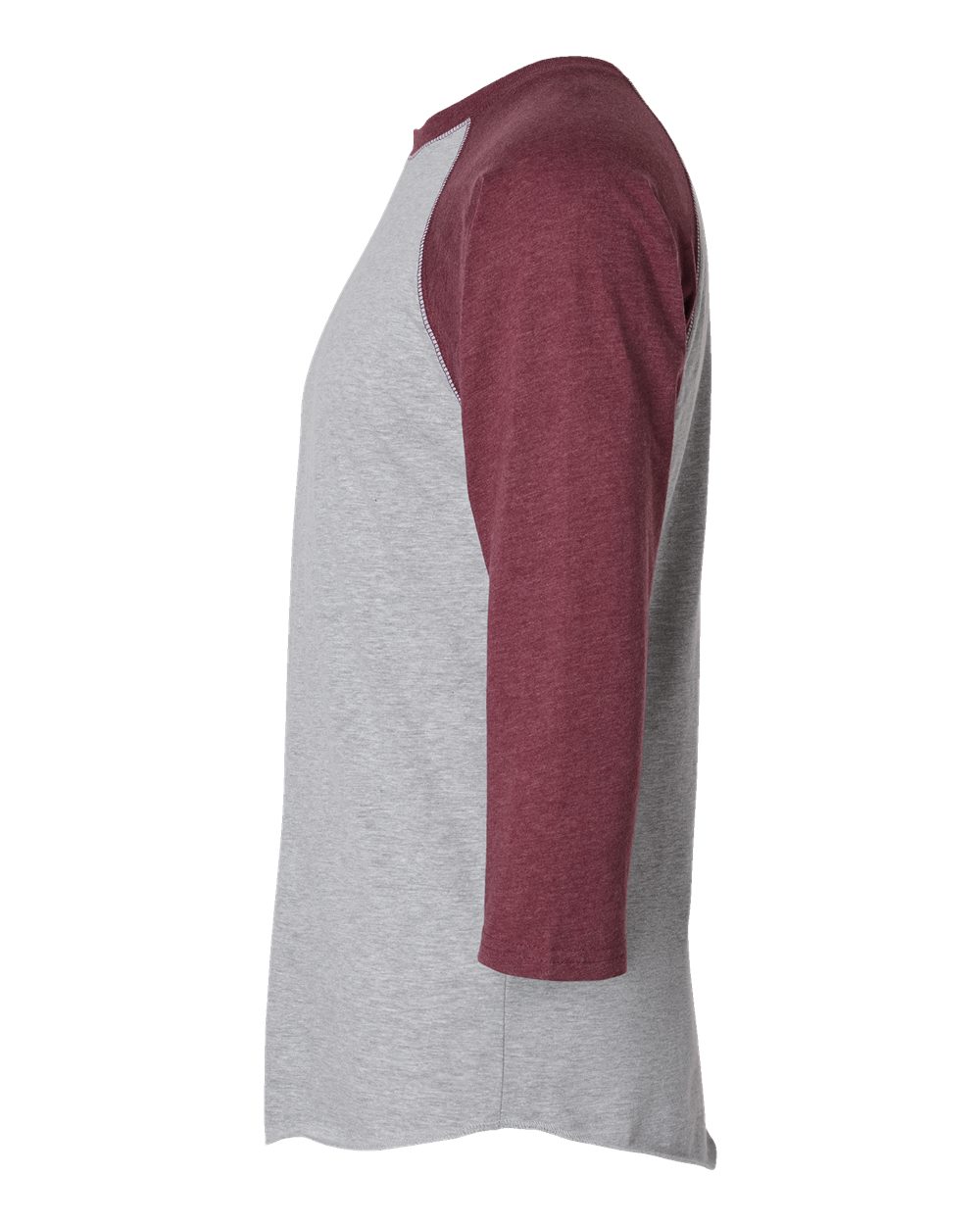 Men's Baseball Fine Jersey Three-Quarter Sleeve Tee - DirectSide - B04838533 - Vintage Heather/ Vintage Burgundy