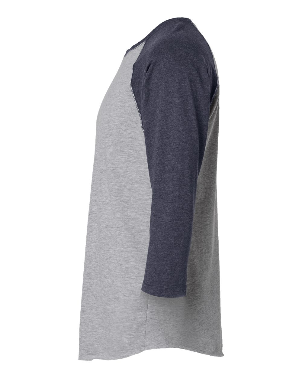 Men's Baseball Fine Jersey Three-Quarter Sleeve Tee - DirectSide - B04838653 - Vintage Heather/ Vintage Navy
