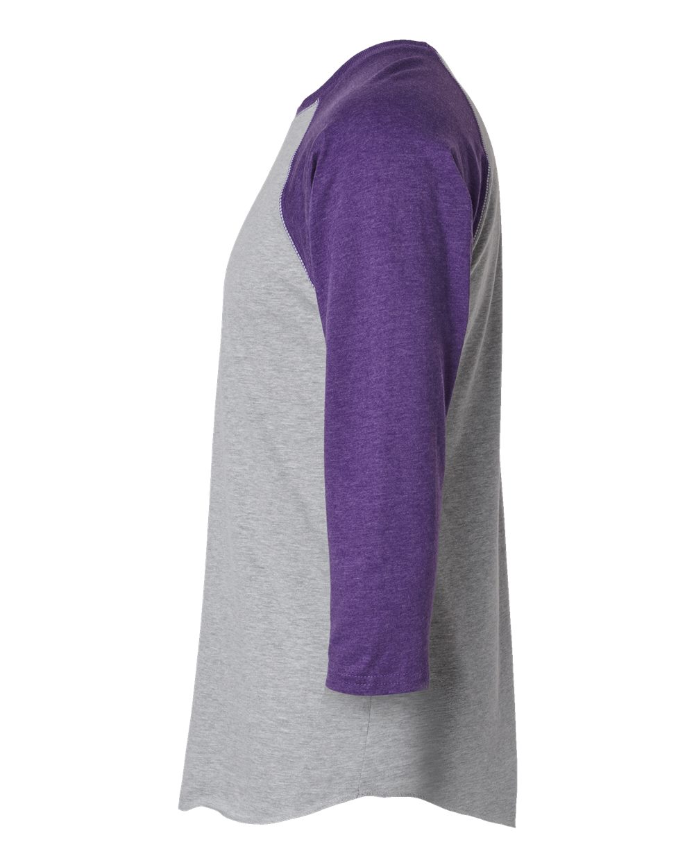 Men's Baseball Fine Jersey Three-Quarter Sleeve Tee - DirectSide - B04838676 - Vintage Heather/ Vintage Purple