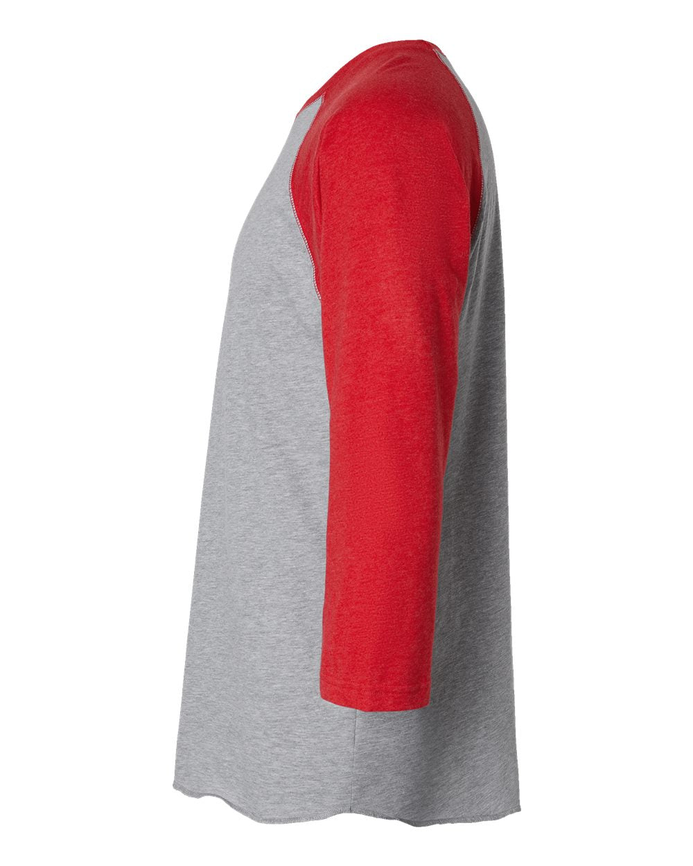 Men's Baseball Fine Jersey Three-Quarter Sleeve Tee - DirectSide - B04838703 - Vintage Heather/ Vintage Red