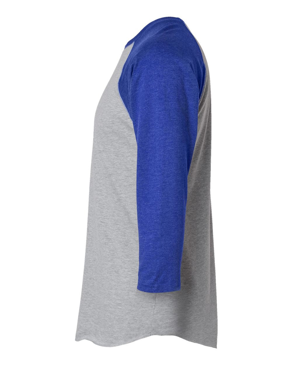 Men's Baseball Fine Jersey Three-Quarter Sleeve Tee - DirectSide - B04838753 - Vintage Heather/ Vintage Royal