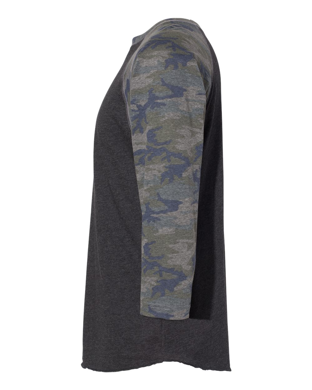 Men's Baseball Fine Jersey Three-Quarter Sleeve Tee - DirectSide - B04838983 - Vintage Smoke/ Vintage Camo