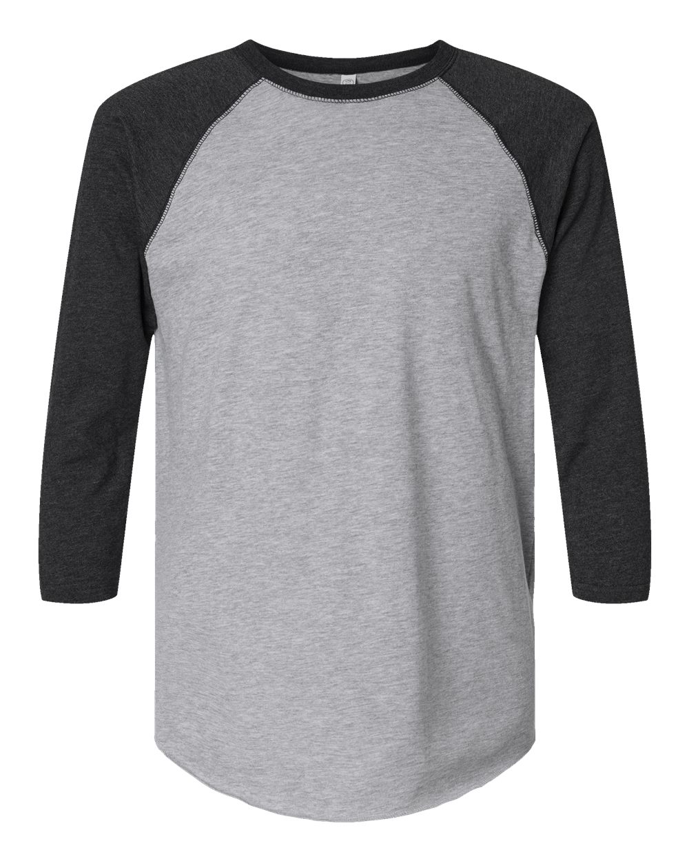 Men's Baseball Fine Jersey Three-Quarter Sleeve Tee - Front - B04838133 - Vintage Heather/ Vintage Smoke