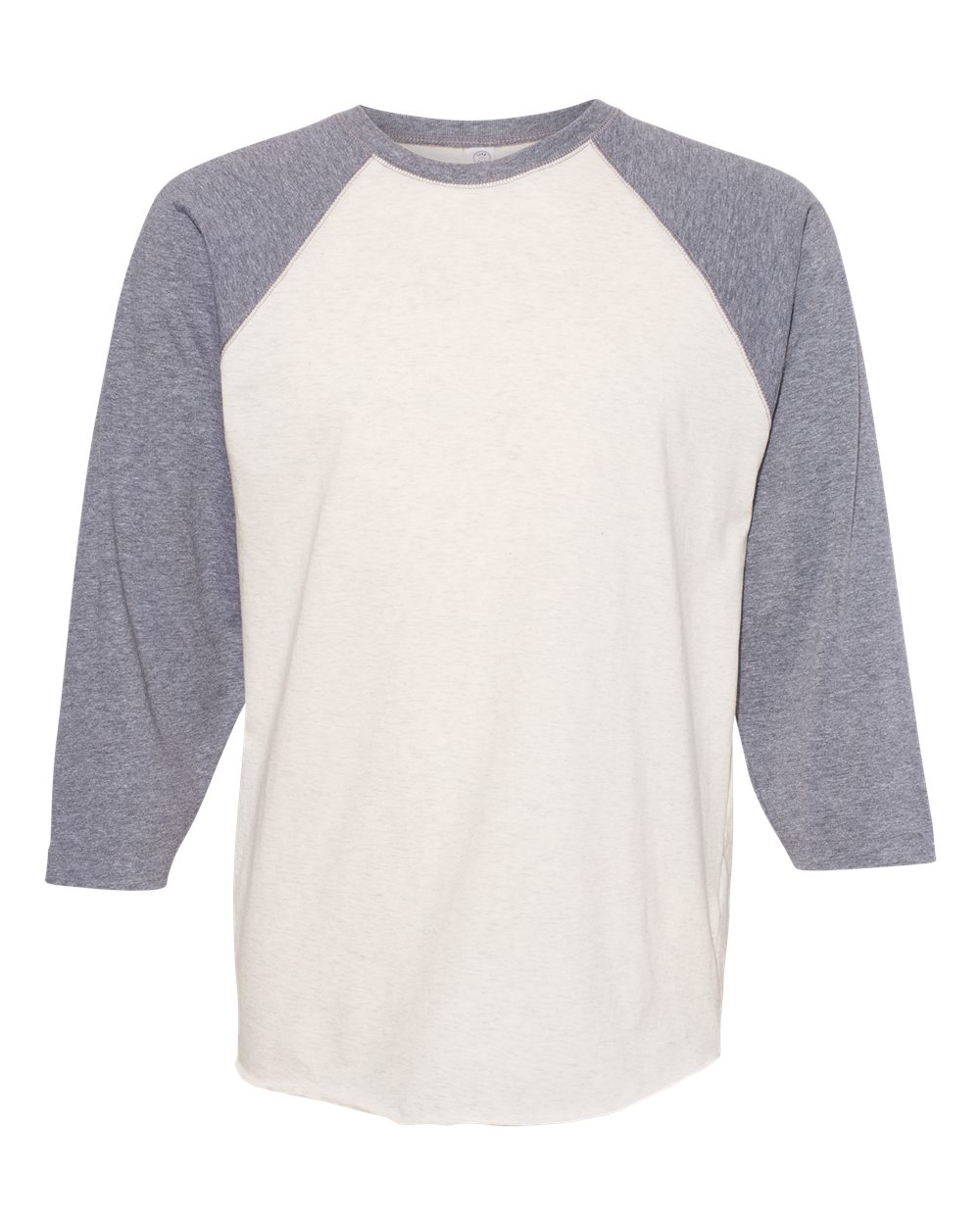 Men's Baseball Fine Jersey Three-Quarter Sleeve Tee - Front - B04838243 - Natural Heather/ Granite Heather