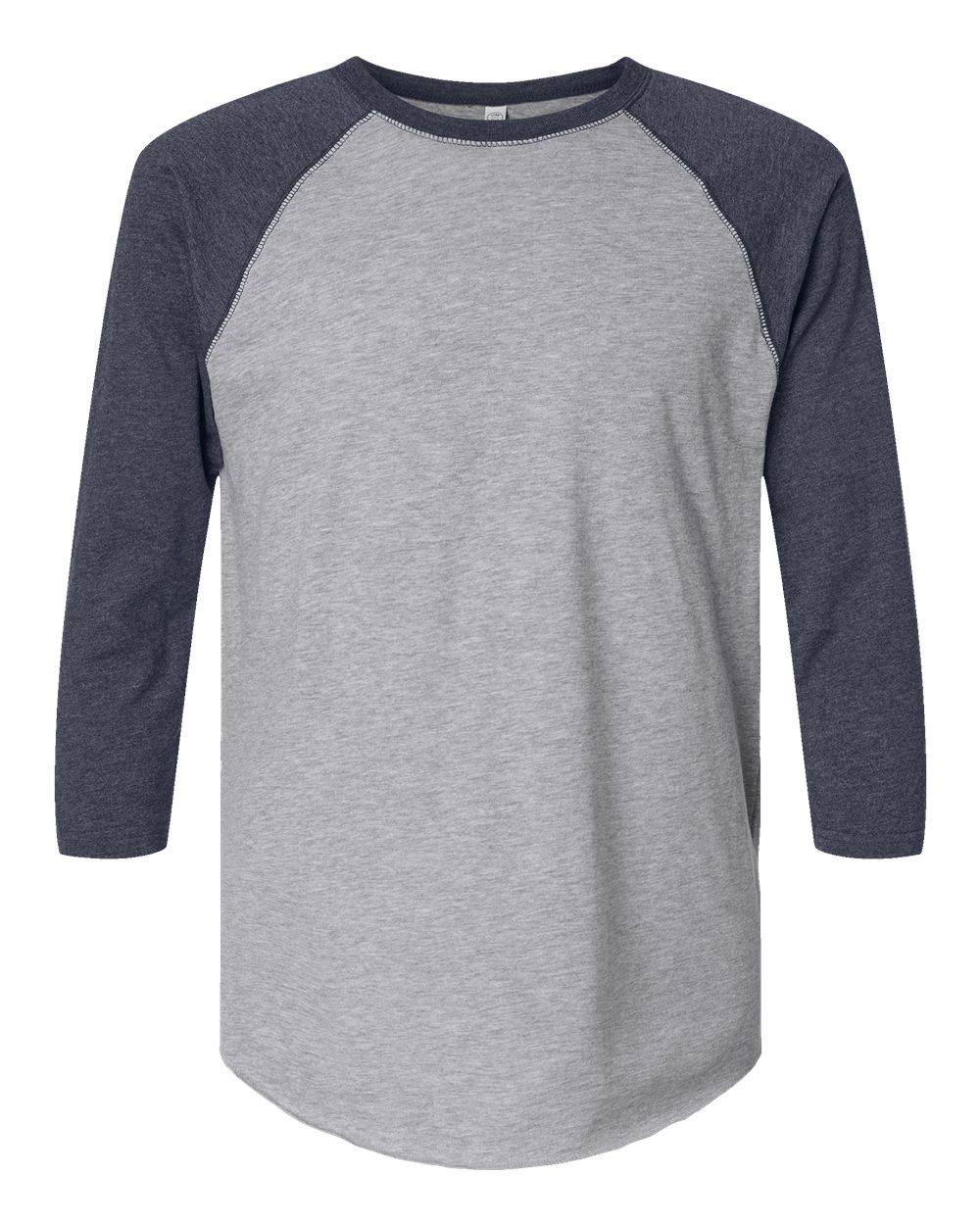 Men's Baseball Fine Jersey Three-Quarter Sleeve Tee - Front - B04838653 - Vintage Heather/ Vintage Navy