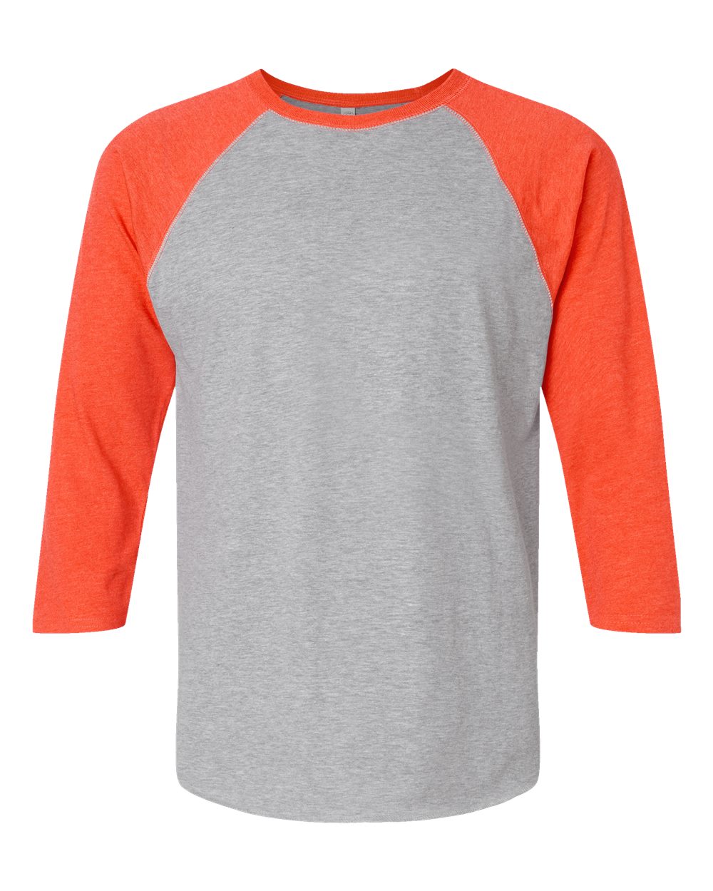 Men's Baseball Fine Jersey Three-Quarter Sleeve Tee - Front - B04838663 - Vintage Heather/ Vintage Orange