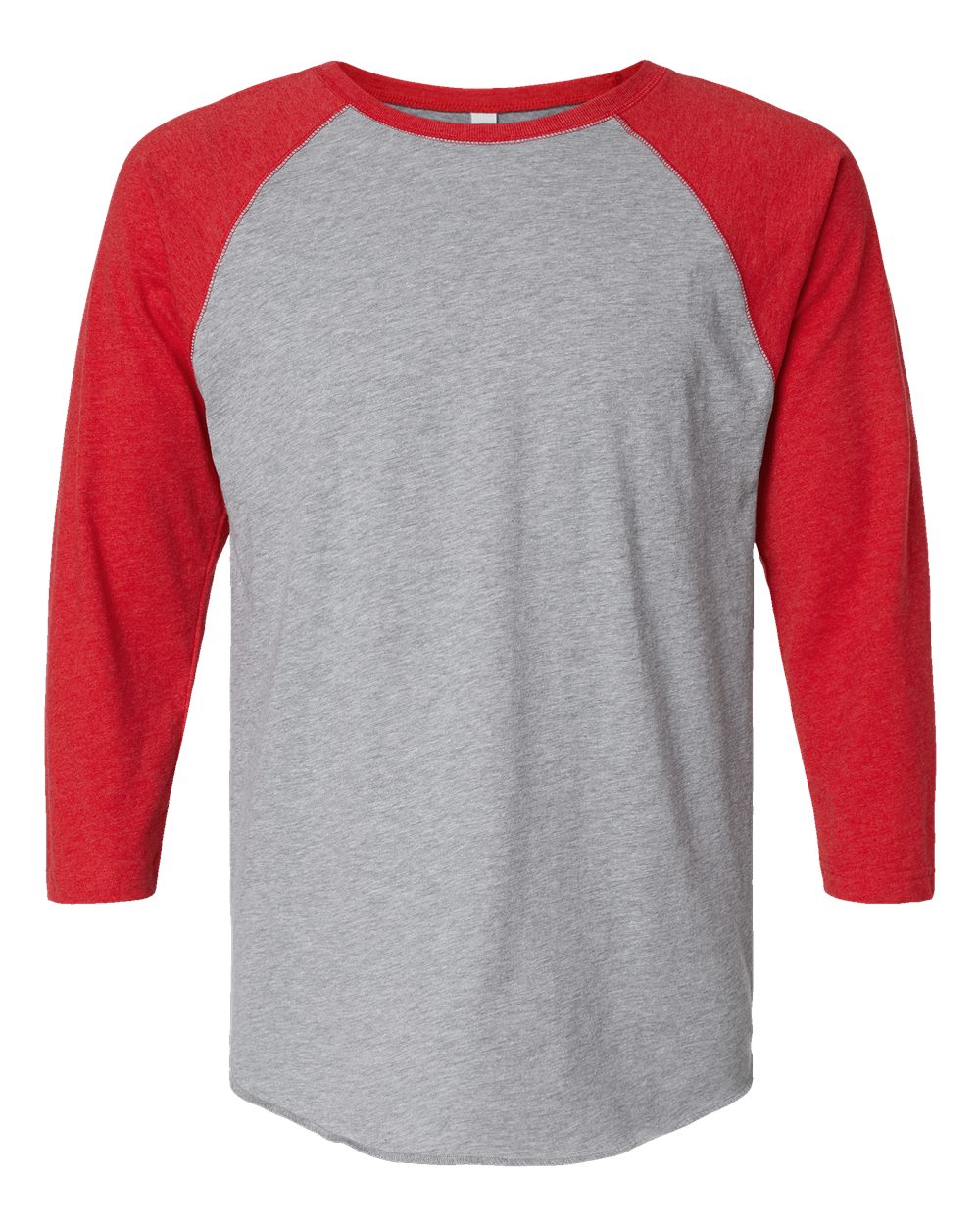 Men's Baseball Fine Jersey Three-Quarter Sleeve Tee - Front - B04838703 - Vintage Heather/ Vintage Red