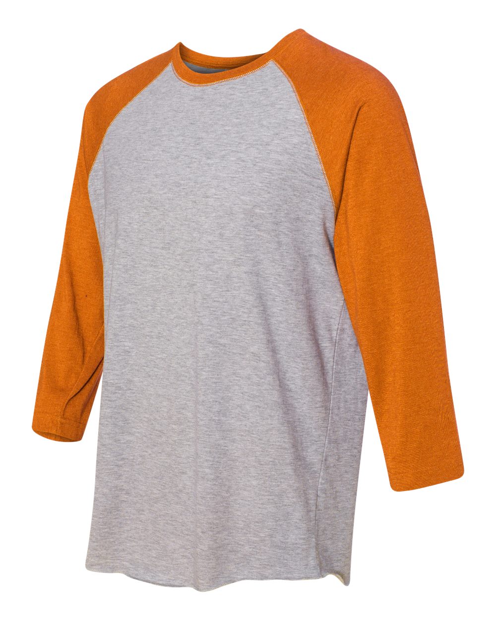 Men's Baseball Fine Jersey Three-Quarter Sleeve Tee - Side - B04838663 - Vintage Heather/ Vintage Orange