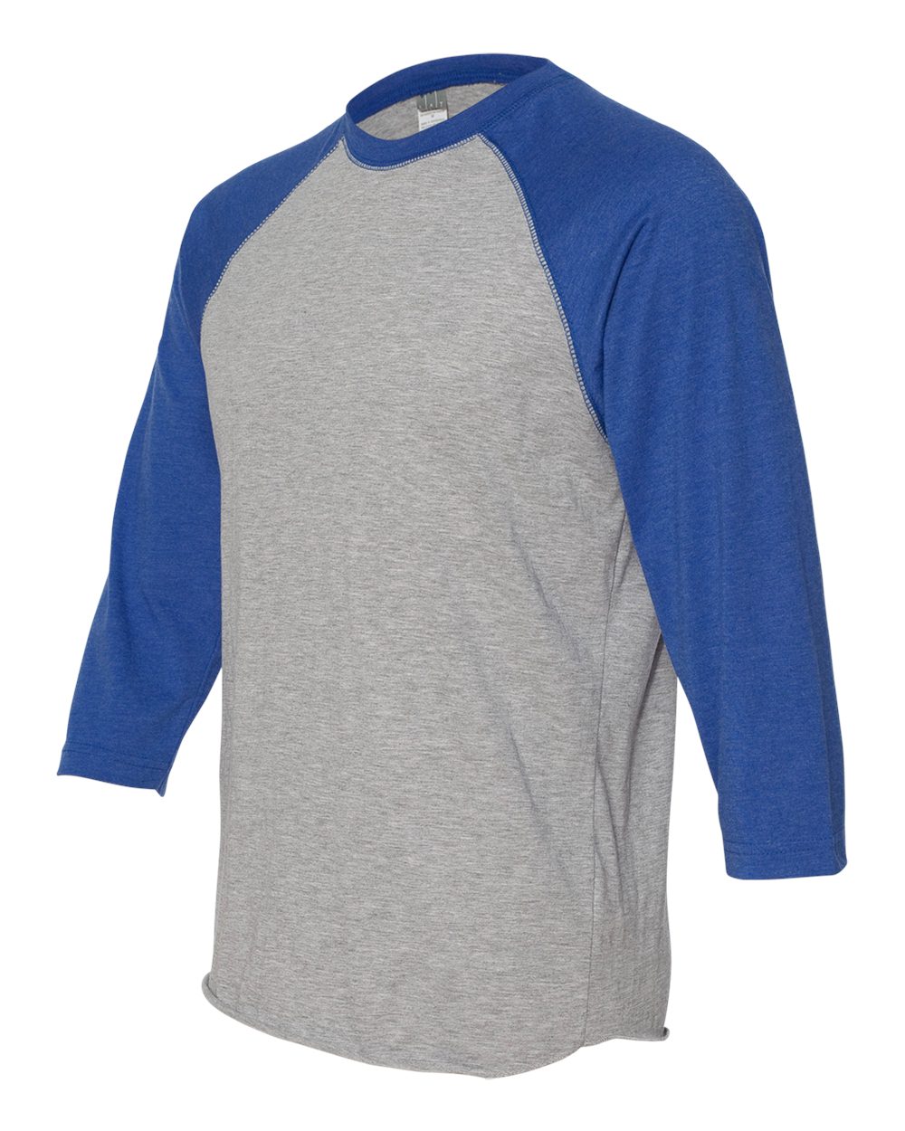 Men's Baseball Fine Jersey Three-Quarter Sleeve Tee - Side - B04838753 - Vintage Heather/ Vintage Royal