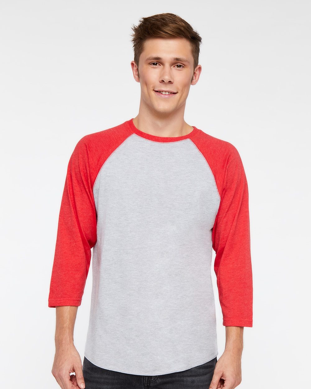 Men's Baseball Fine Jersey Three-Quarter Sleeve Tee - styleImage