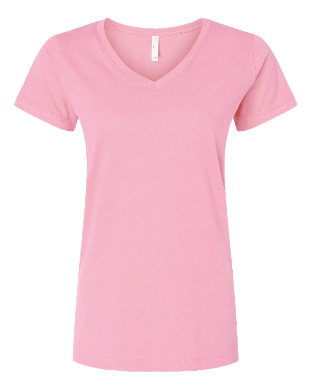 Women's Fine Jersey V-Neck Tee - Front - B80738302 - Pink