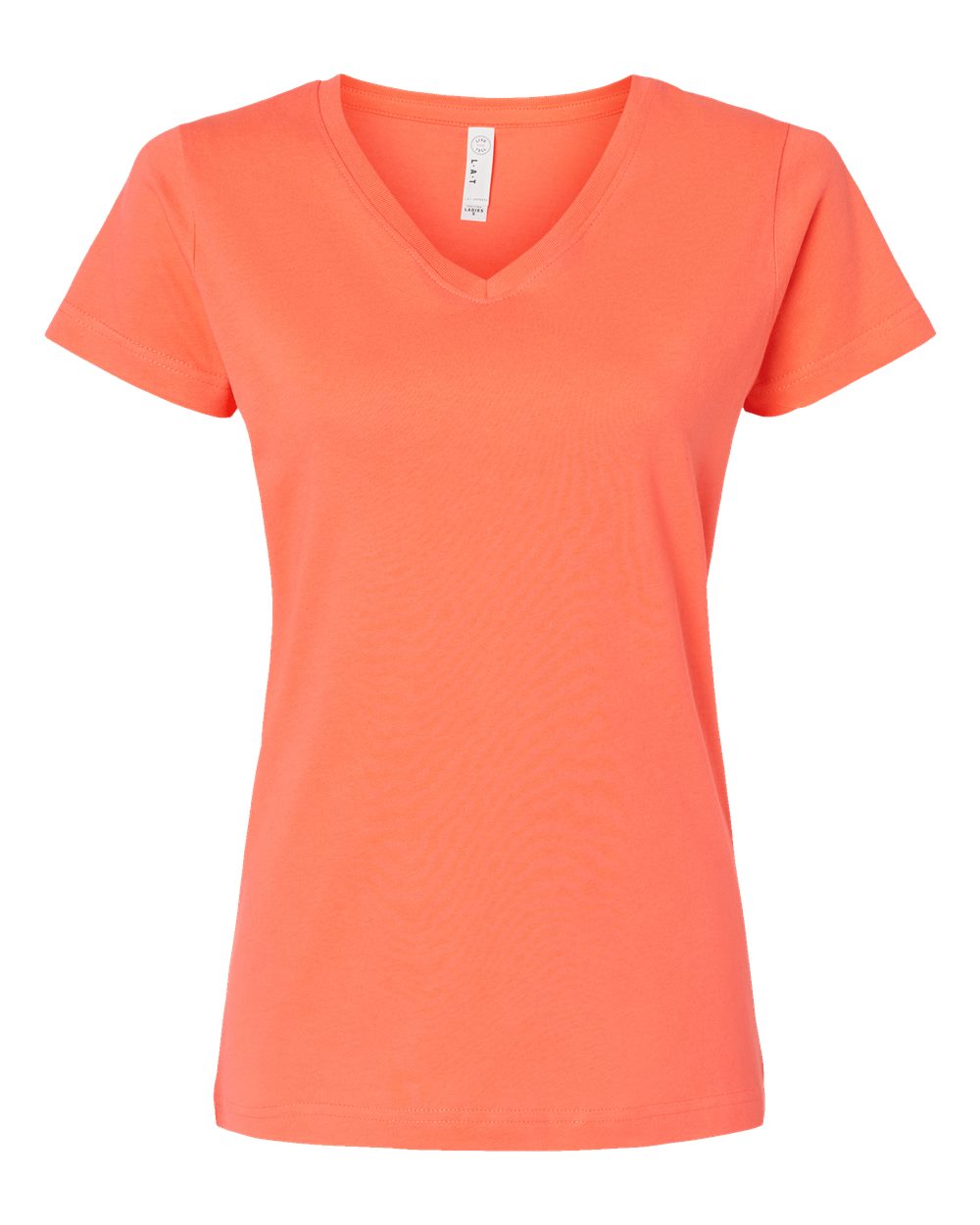 Women's Fine Jersey V-Neck Tee - Front - B80738322 - Papaya