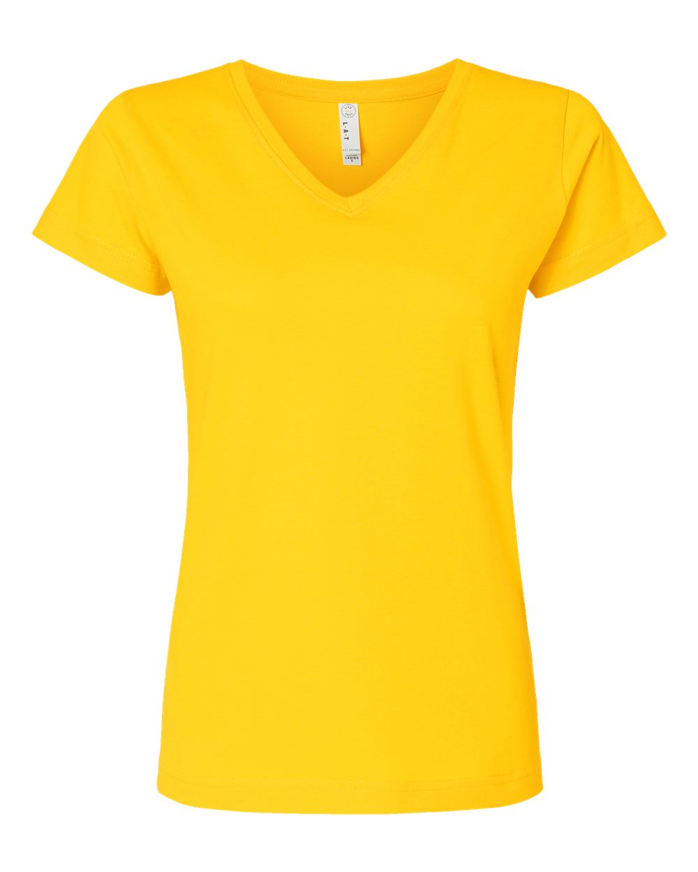 Women's Fine Jersey V-Neck Tee - Front - B80738402 - Yellow