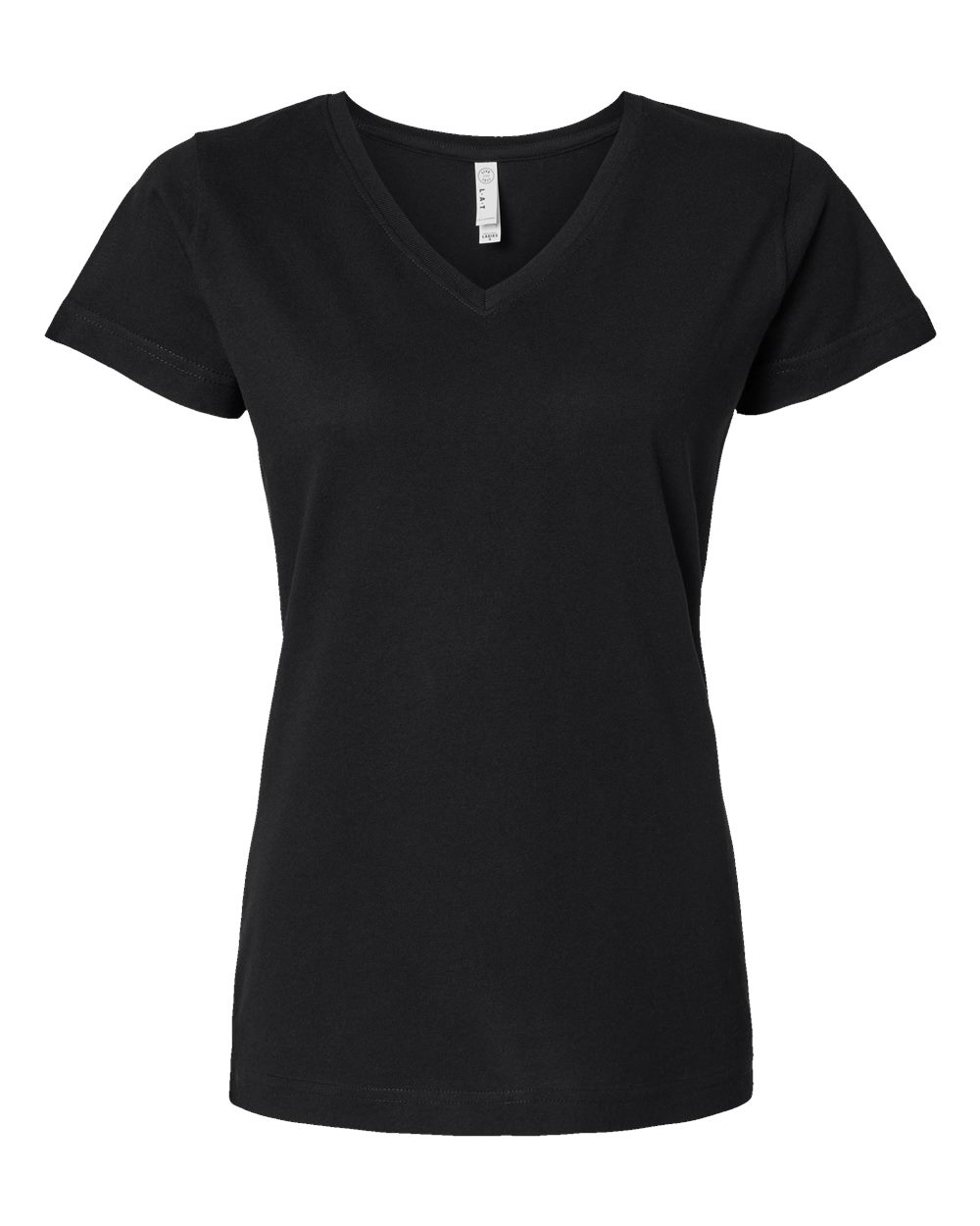 Women's Fine Jersey V-Neck Tee - Front - B80738502 - Black