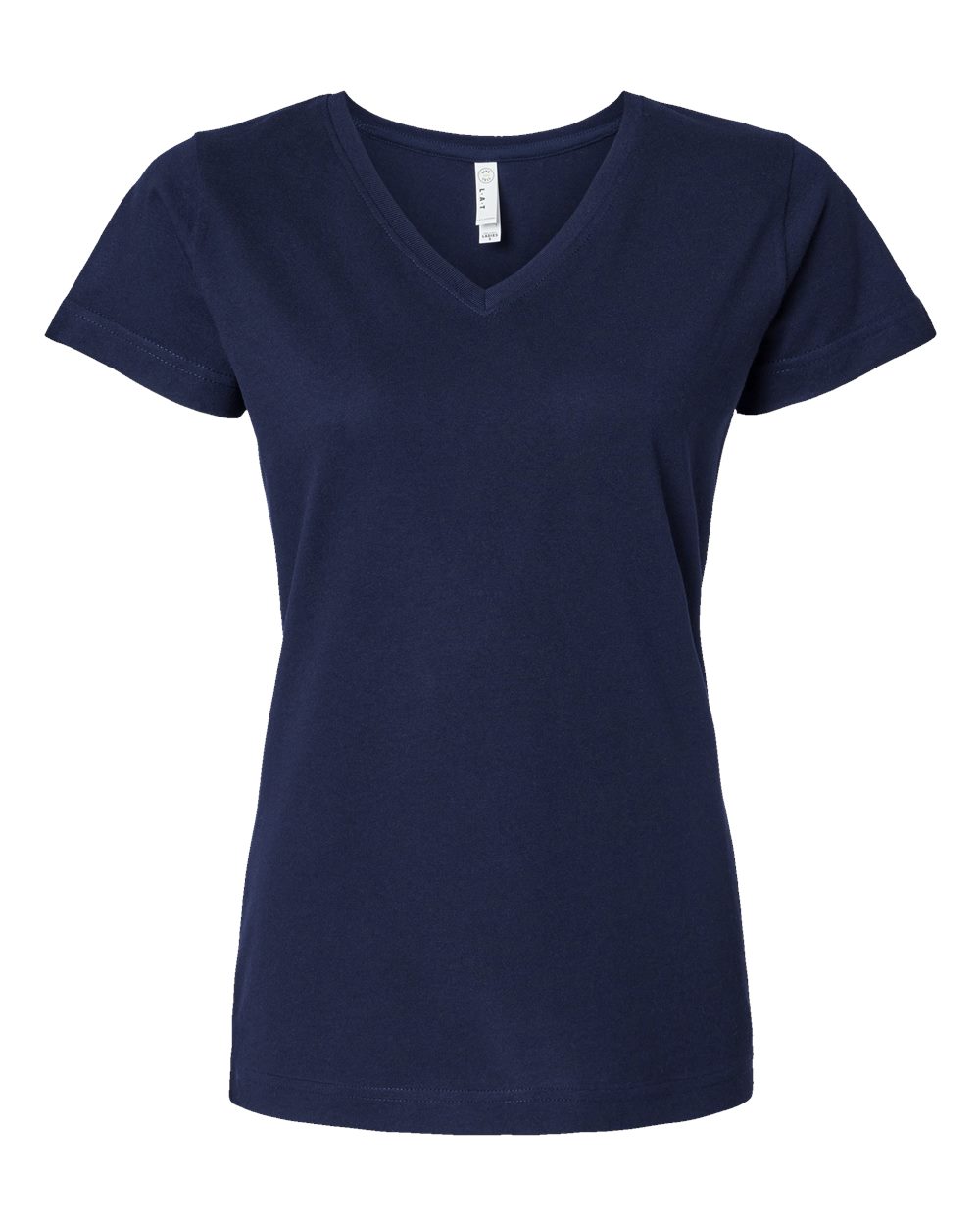 Women's Fine Jersey V-Neck Tee - Front - B80738652 - Navy