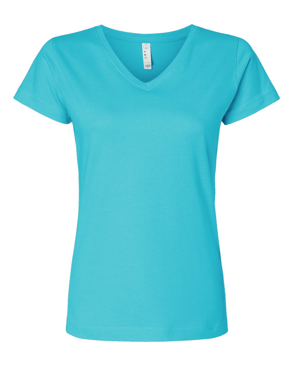 Women's Fine Jersey V-Neck Tee - Front - B80738972 - Caribbean