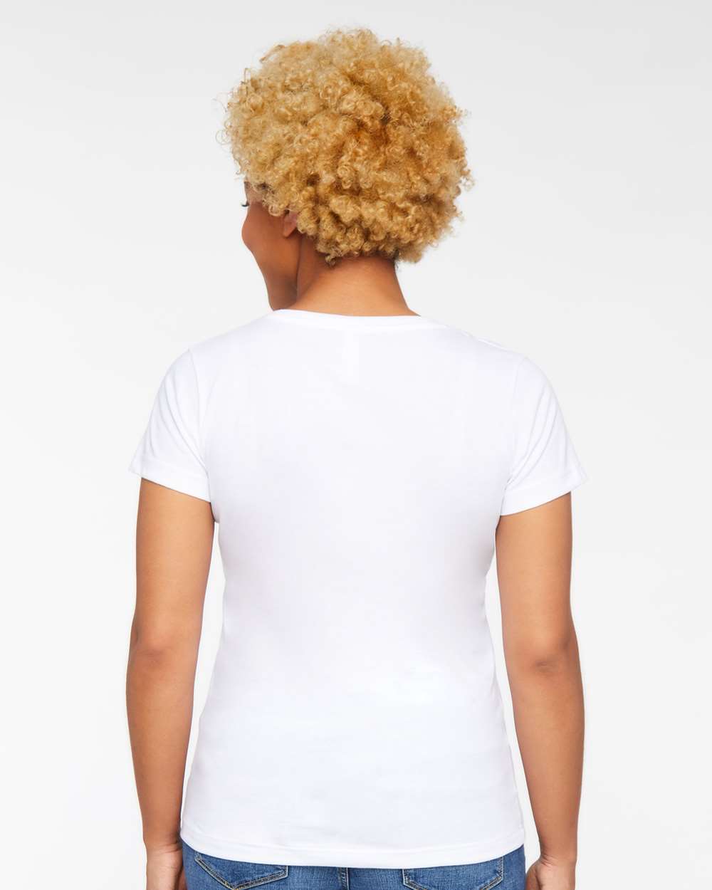 Women's Fine Jersey V-Neck Tee - OnModelBack - B80738002 - White