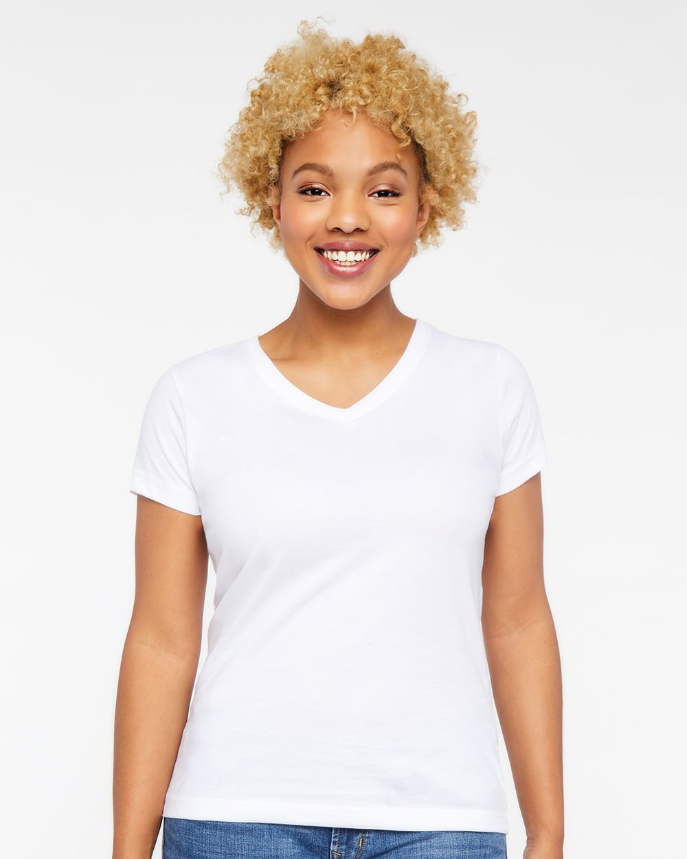 Women's Fine Jersey V-Neck Tee - styleImage