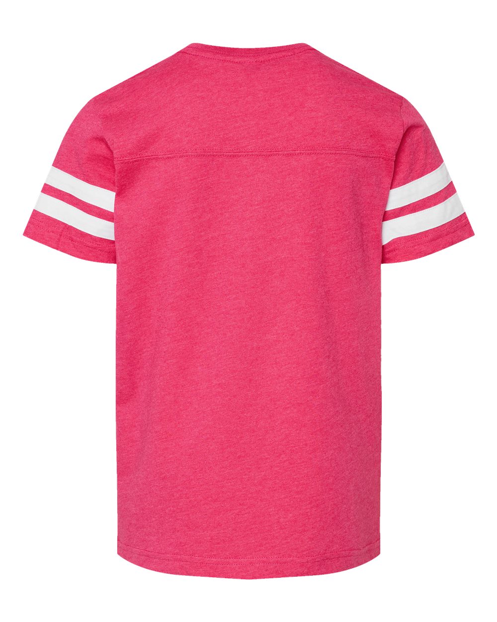 Youth Football Fine Jersey Tee - Back - B54038312 - Vintage Hot Pink/ White