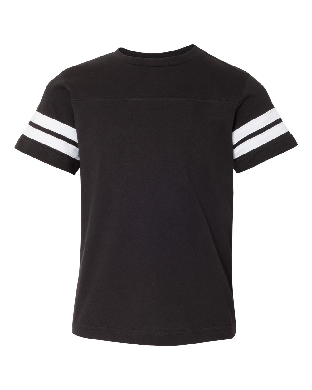 Youth Football Fine Jersey Tee - Front - B54038502 - Black Solid/ White