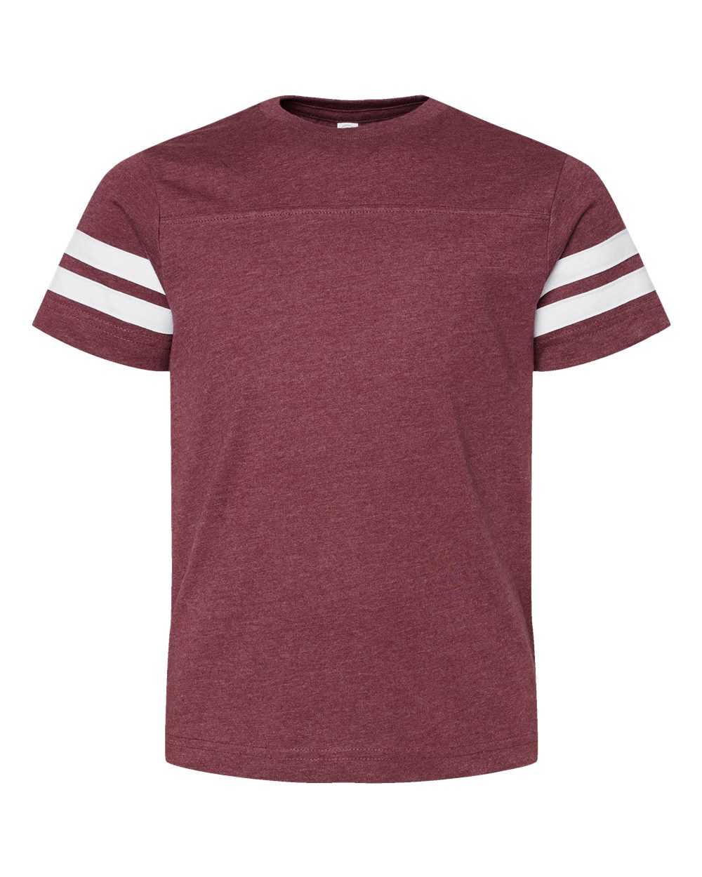 Youth Football Fine Jersey Tee - Front - B54038532 - Vintage Burgundy/ White